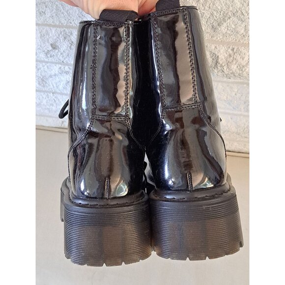 Gothic Platform Combat Patent Lace-Up Platform Boots Black Womens 7.5 Chunky - Picture 5 of 10